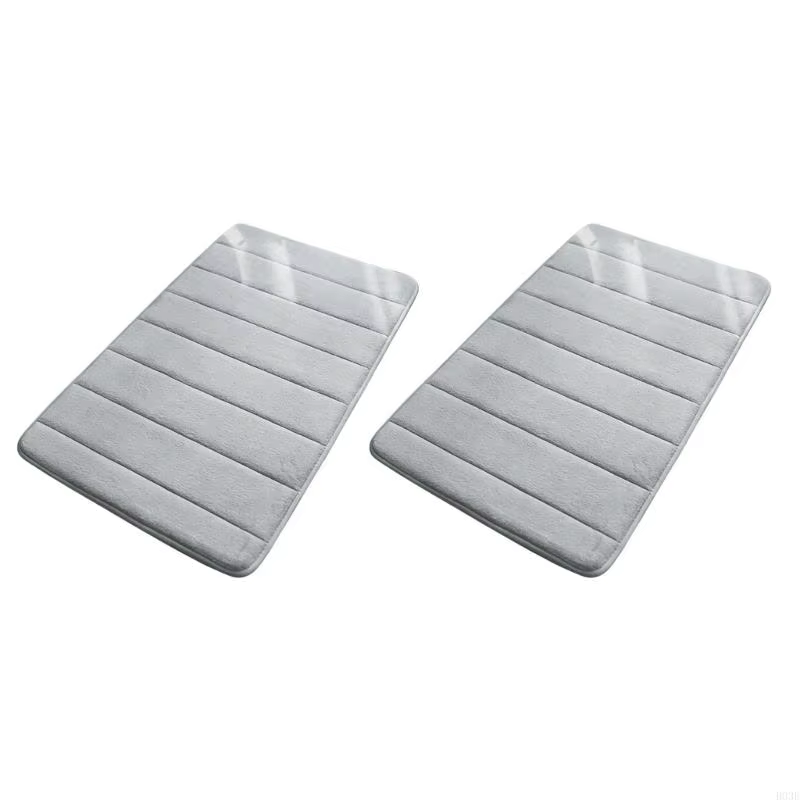 Lot 2 tapis bain en mousse à mémoire forme, doux, confortable, antidérapant, à séchage rapide, pour