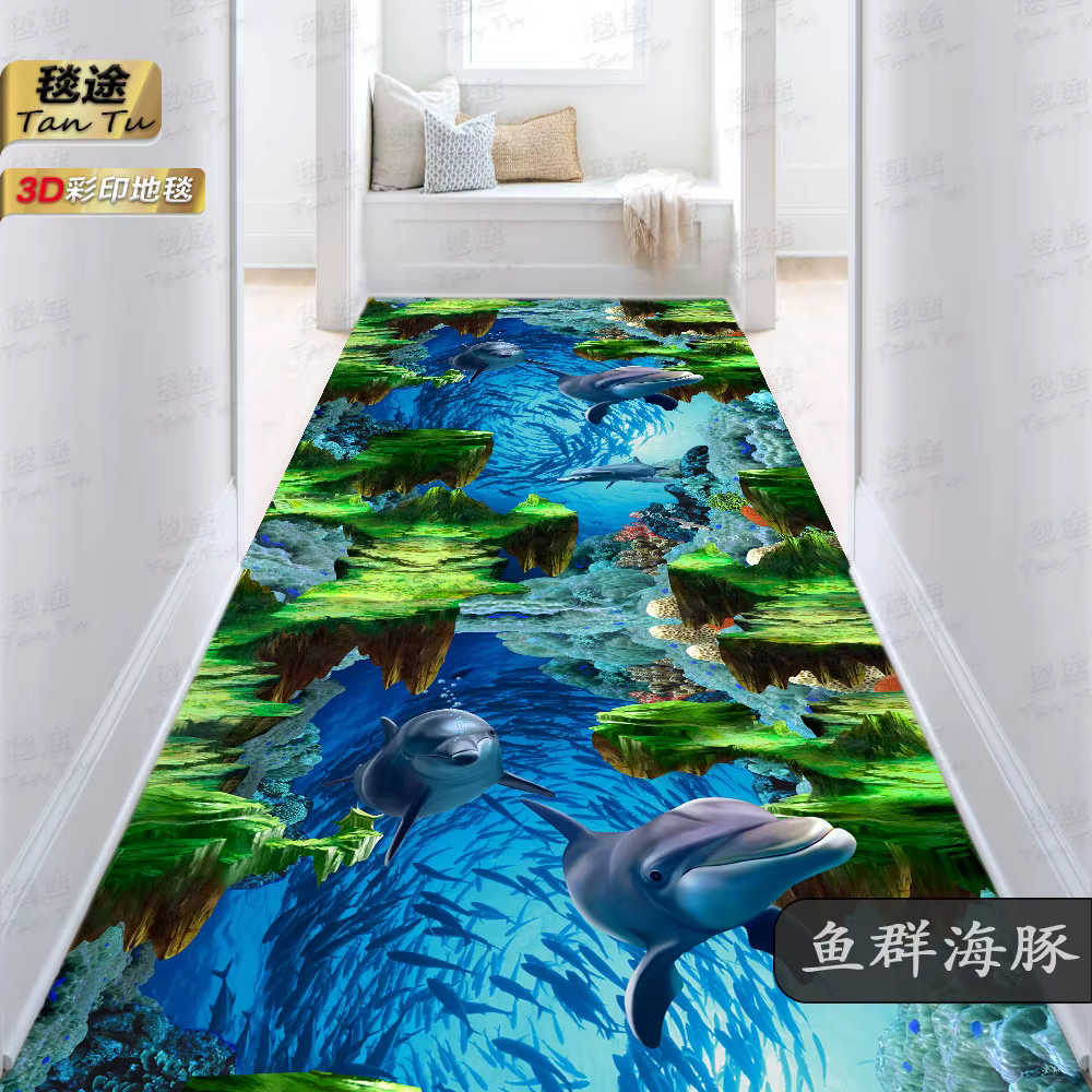 Tapis de couloir Long scénique 3D, décor de salon, antidérapant, facile à nettoyer, tapis de sol de 