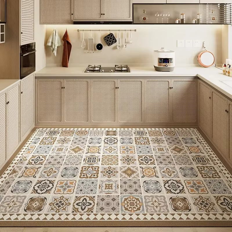 Tapis de sol de cuisine moderne américain, Polymères de sol de cuisine, PVC épaissi, Imperméable à l