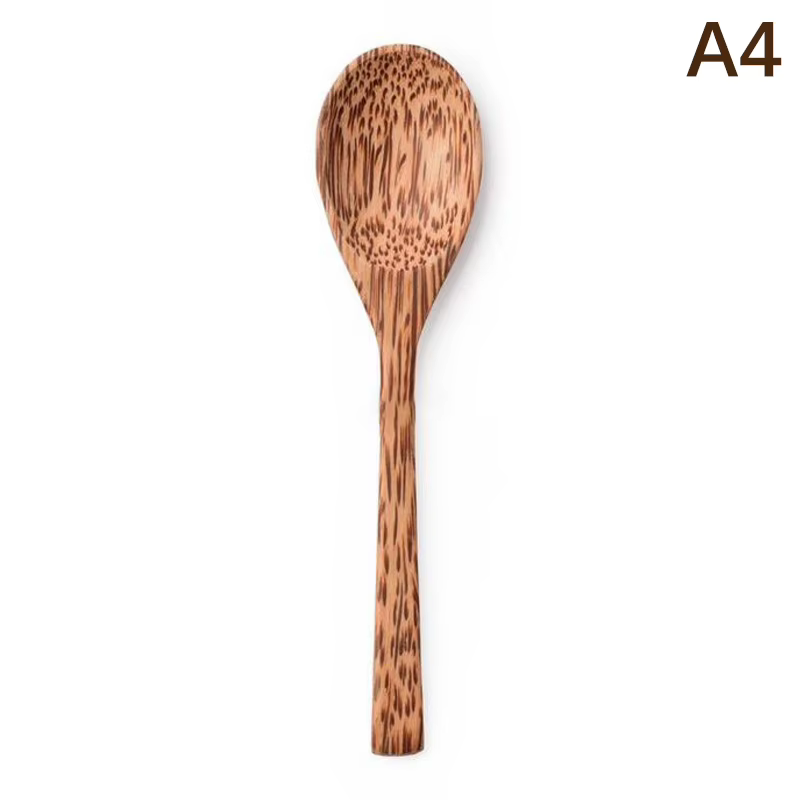 Bol en noix de coco naturel, bols en noix de coco faits à la main en bois pour la table, fourchette