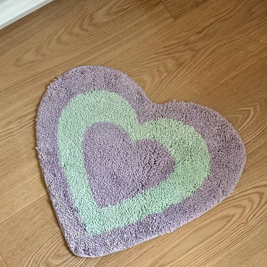 VIKAMA Ins Wind Heart Flower Tapis en peluche au design charmant pour couloir, salon et chambre à co