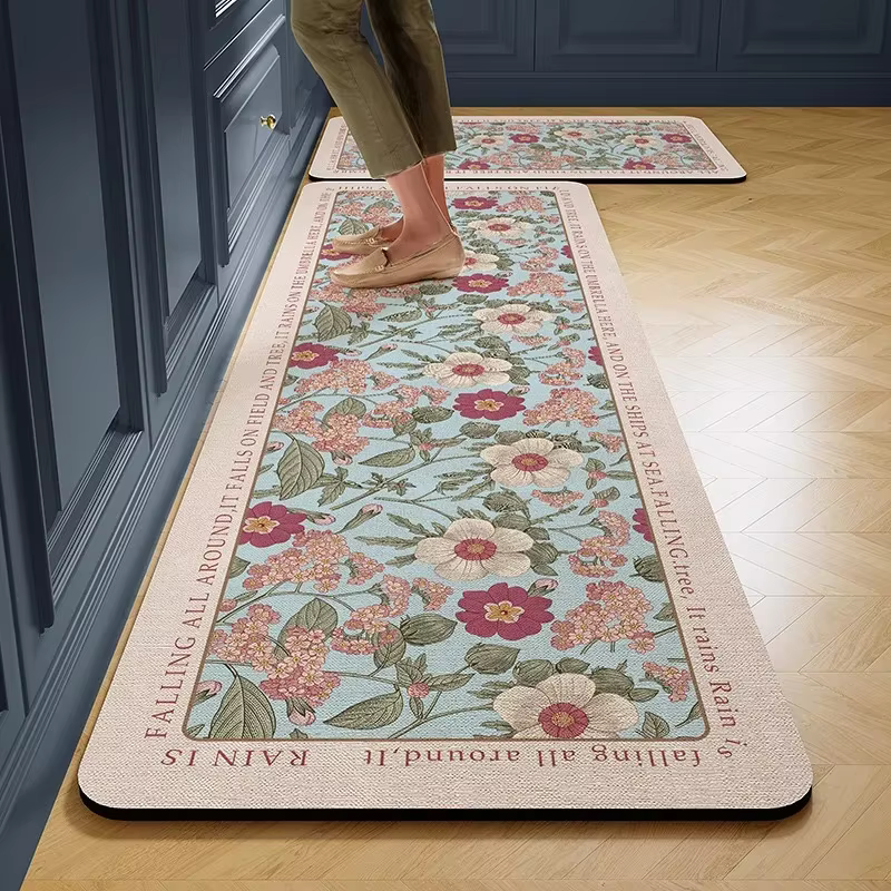Tapis de sol de cuisine imperméable en PVC, longs tapis de sol en cuir résistants à l'huile, tapis d