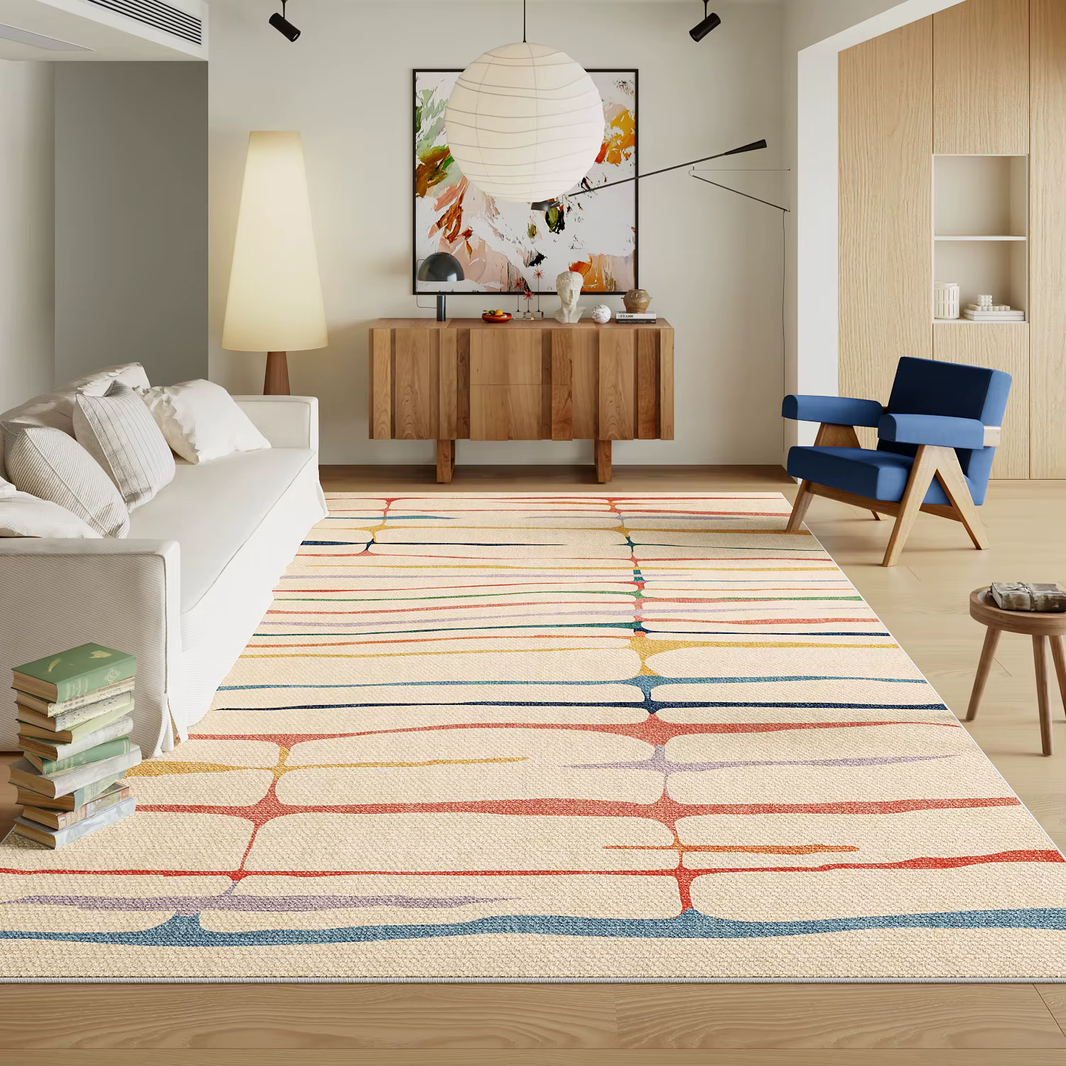 Tapis en peluche couleur Dopamine pour décoration de chambre à coucher, tapis de Style moderne pour