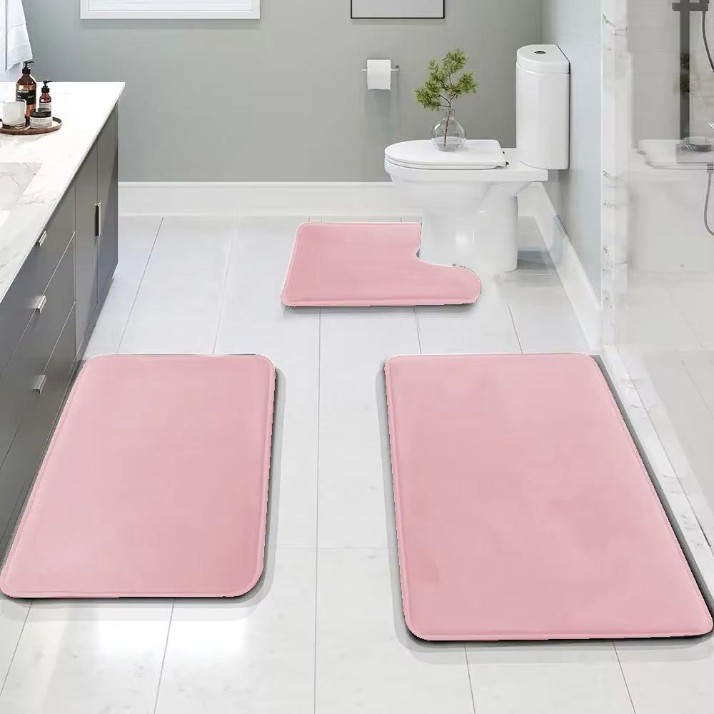 Tapis éponge imperméable non ald, ensemble de 3 pièces, peut laver la décoration de la maison