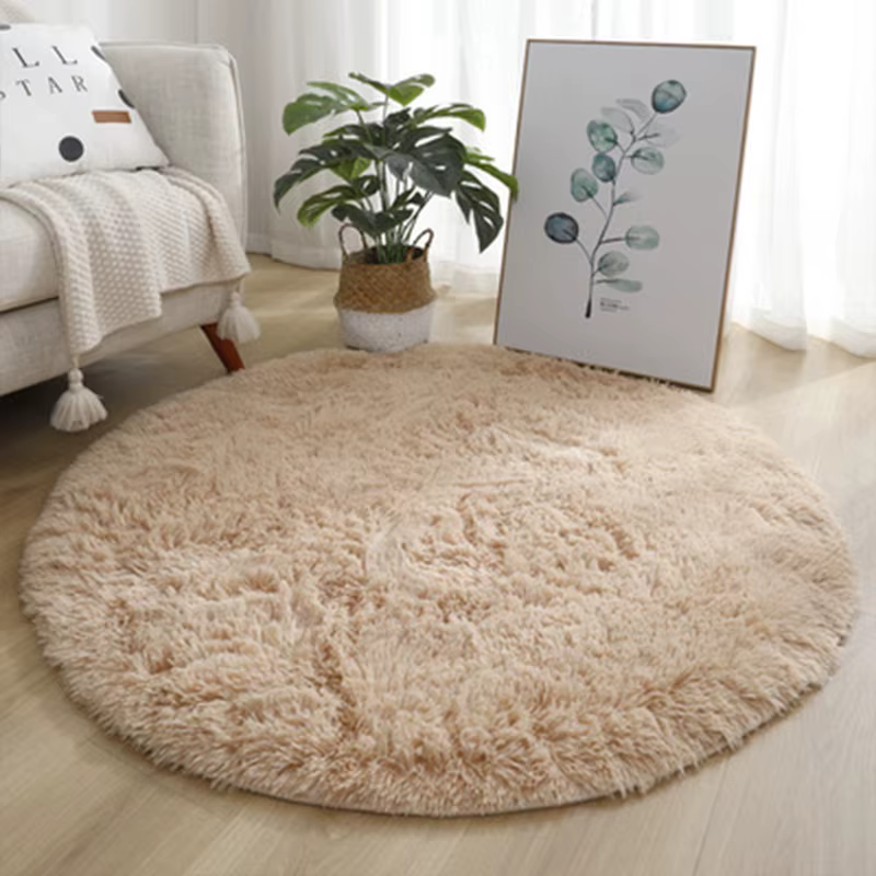 Grand tapis Shaggy antidérapant 60/80/100cm, rond Super doux, pour salon, chambre à coucher, multico