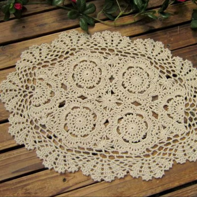 Tapis de Table ovale Vintage au Crochet, 30x45cm, napperon Chic et Shabby, décor d'événement de mari