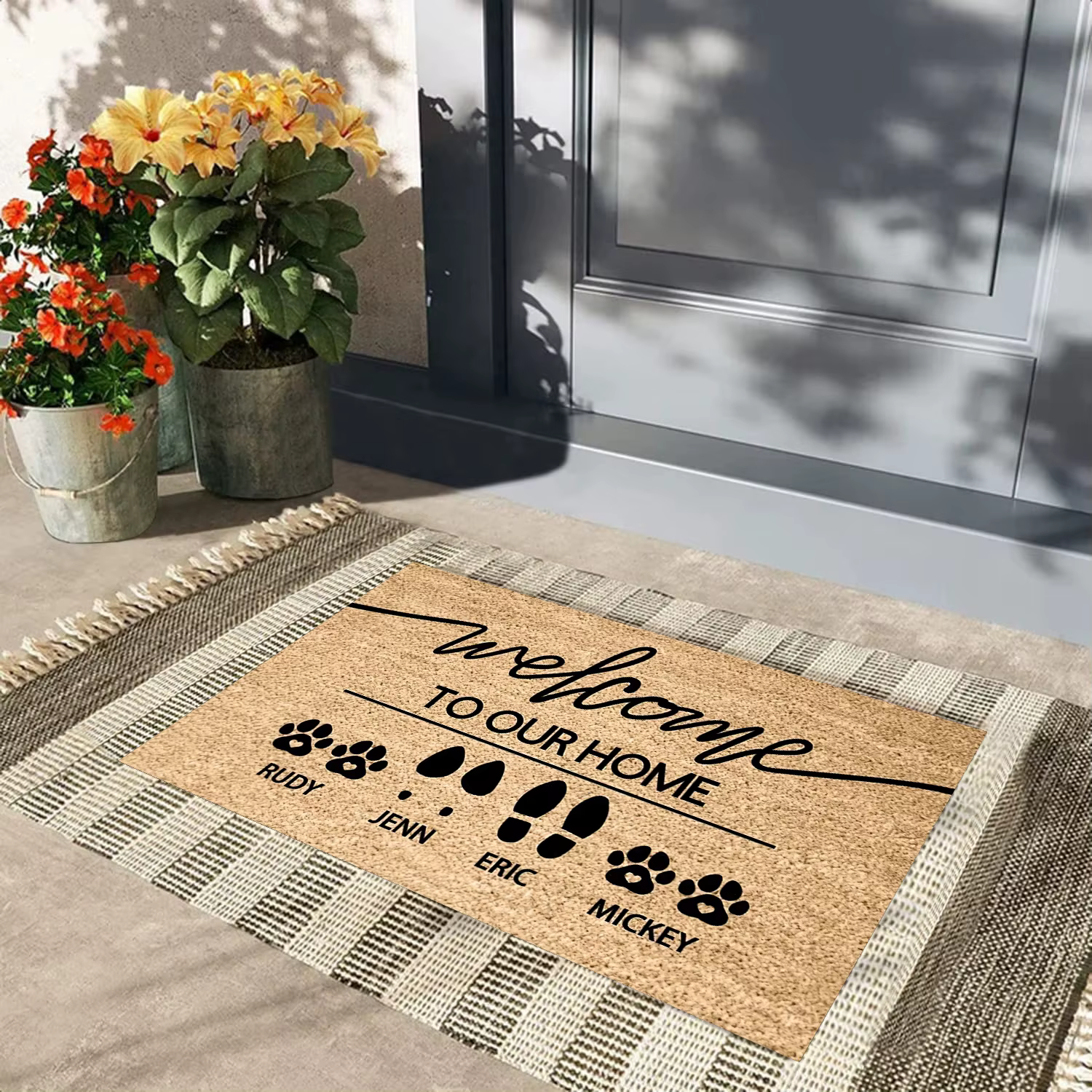 Tapis d'accueil personnalisé pour la famille, tapis de porte personnalisé, décoration de la maison,
