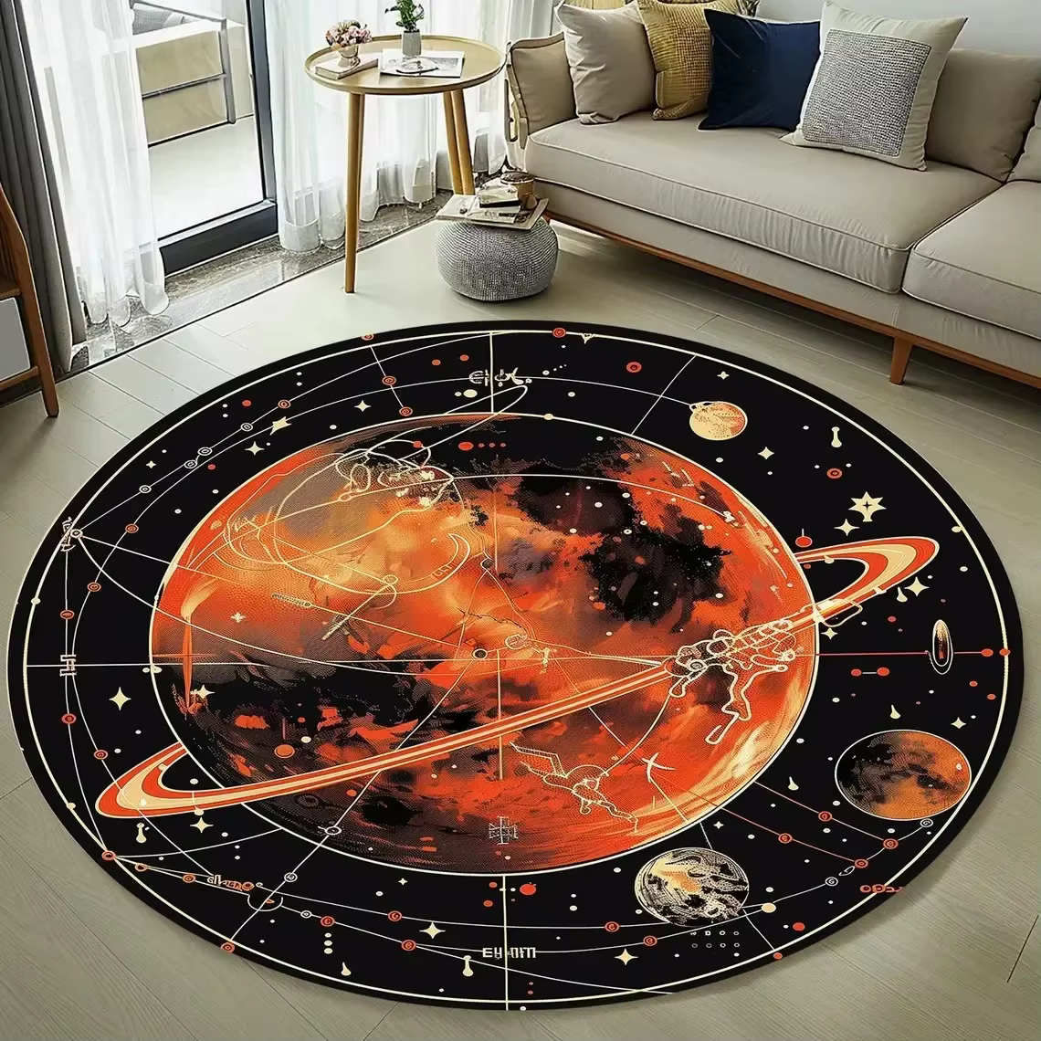 Tapis rond à thème cosmique, nébuleuse trou noir, décoration moderne pour la maison, tapis minimalis