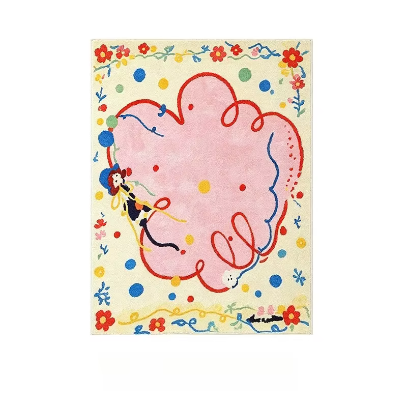 Tapis en peluche couleur Dopamine pour la décoration de chambre, tapis de sol moelleux et doux pour