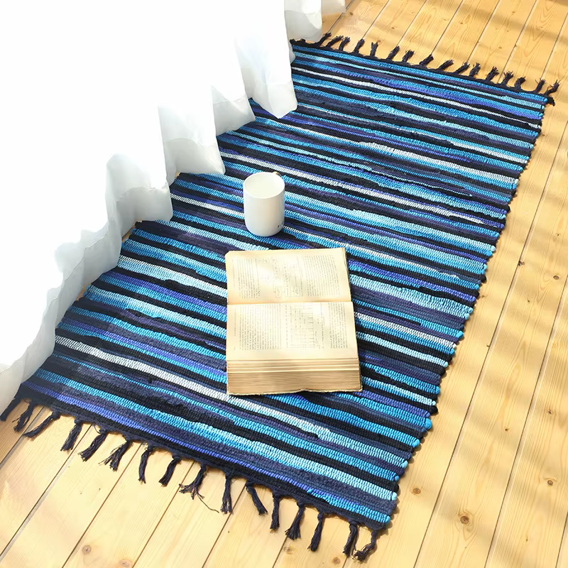 Tapis et tapis à pampilles rétro en tissu de coton