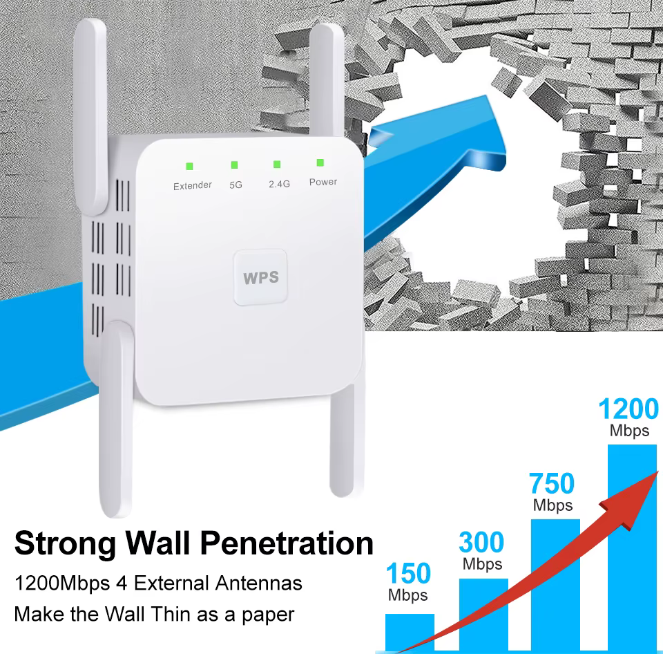 Répéteur WiFi 5G amplificateur Wifi Signal Wifi Extender réseau Wi fi Booster 1200Mbps 5 Ghz répéteur Wi-Fi sans fil longue portée