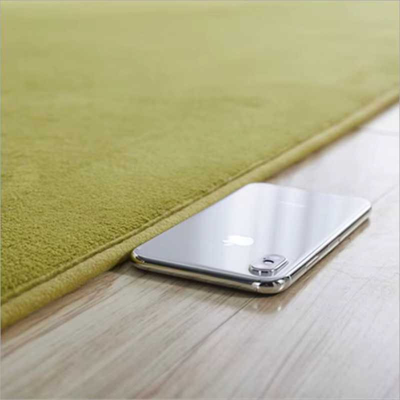 Tapis rond en velours de corail gris