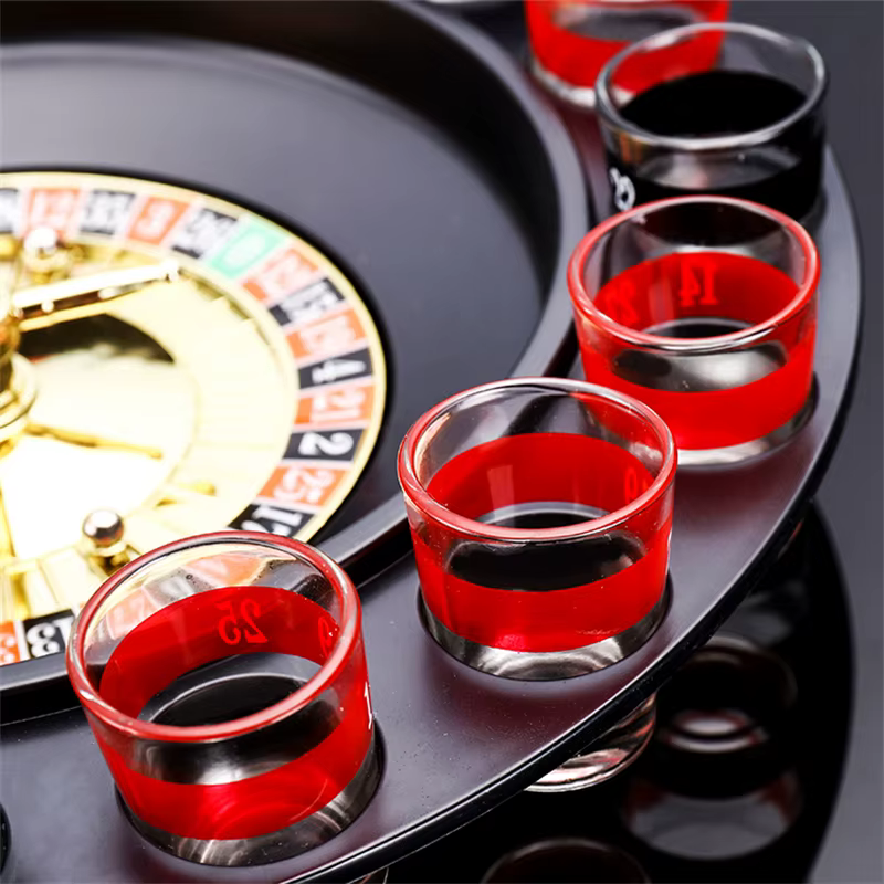 Ensemble de roulette à boire avec 16 gobelets, accessoires de fête, accessoires de bar, noir, blanc, russe, accessoires pour boire