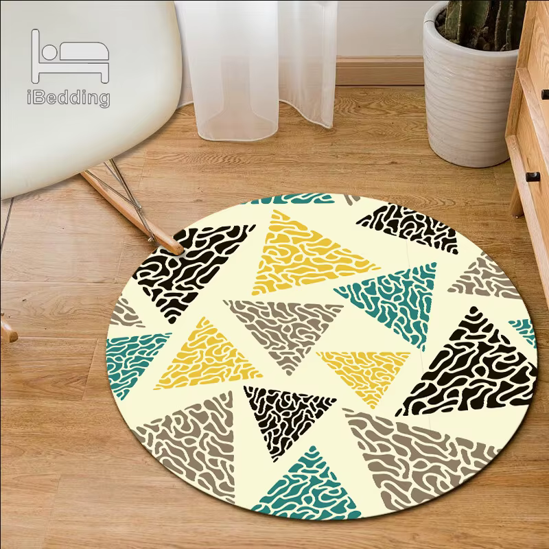 Tapis rond personnalisé en velours de corail imprimé