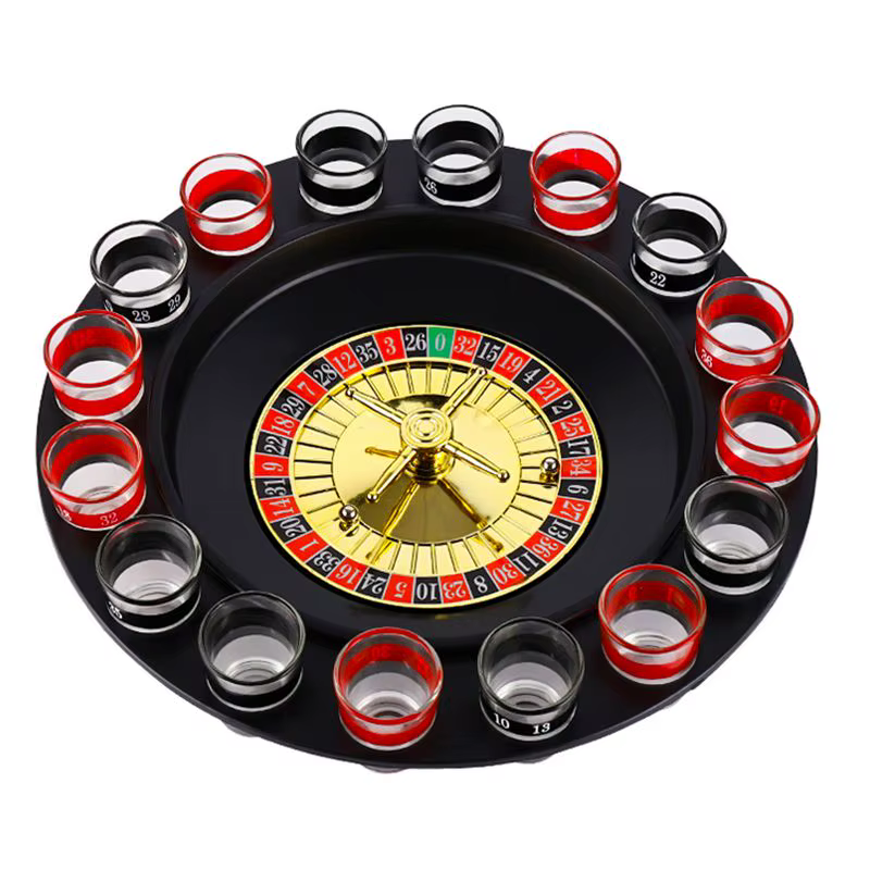Ensemble de roulette à boire avec 16 gobelets, accessoires de fête, accessoires de bar, noir, blanc, russe, accessoires pour boire