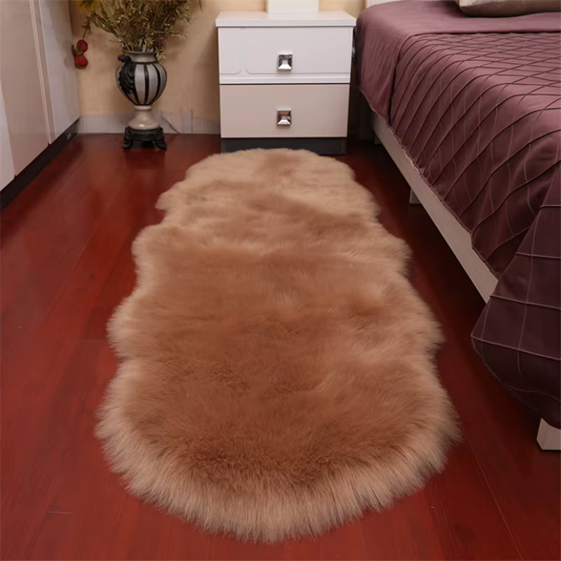 Tapis de chambre à coucher en laine artificielle, 45x120cm