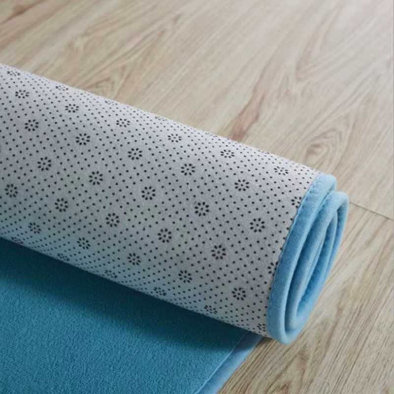 Tapis rond en velours de corail gris