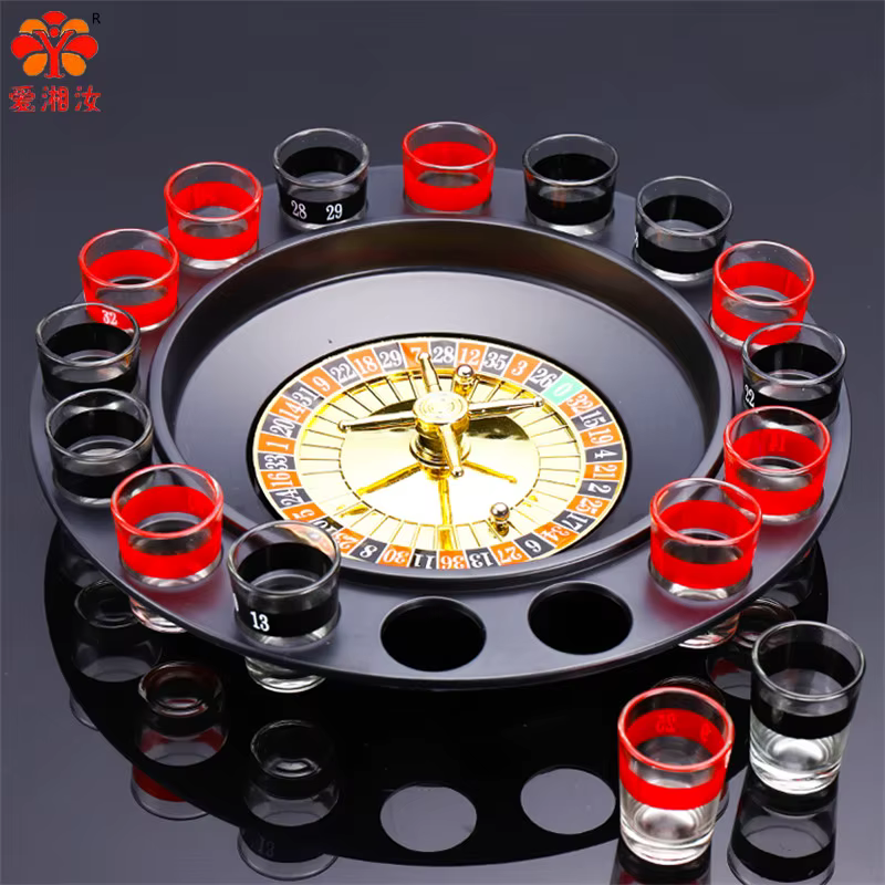 Ensemble de roulette à boire avec 16 gobelets, accessoires de fête, accessoires de bar, noir, blanc, russe, accessoires pour boire
