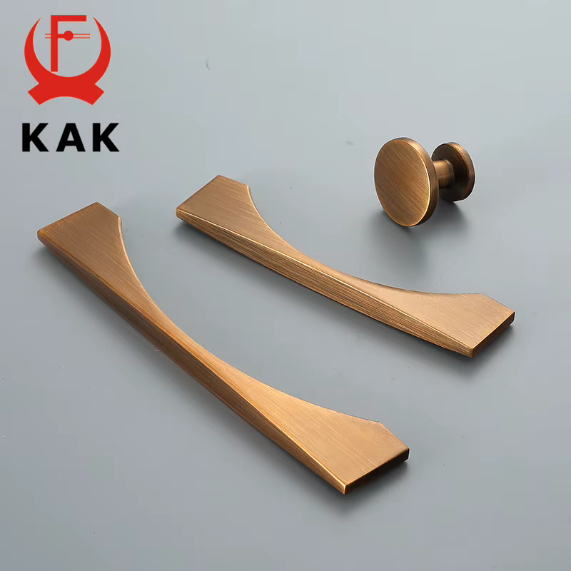 KAK-Poignée de meuble en bronze jaune, style vintage européen, boutons de cuisine, quincaillerie de porte