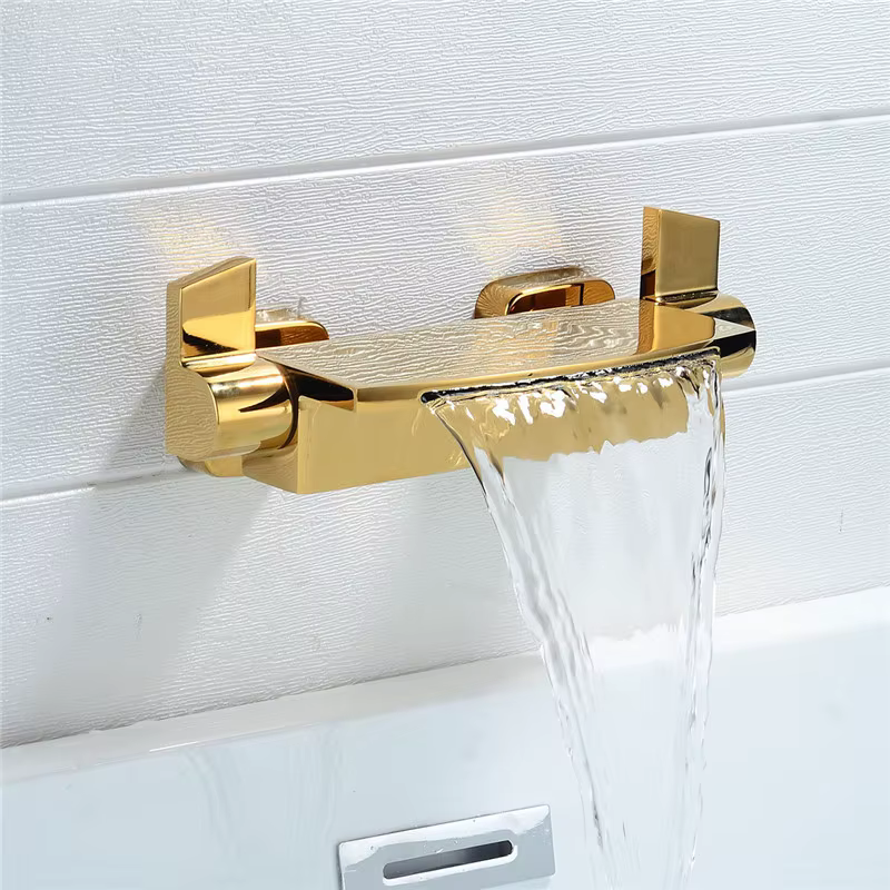 Tuqiu Rose Gold Bathtub Shower Faucet Set Brass Bathtub Faucet Hot & Cold Taps Mixer With Handheld Waterfall Bathtub Tap Black