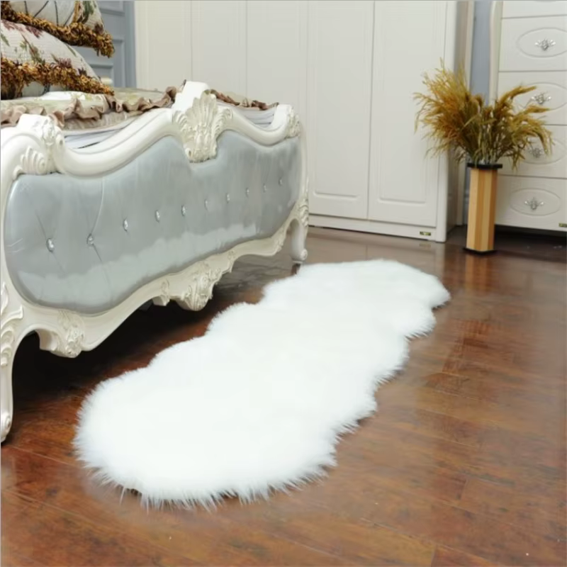 Tapis de chambre à coucher en laine artificielle, 45x120cm