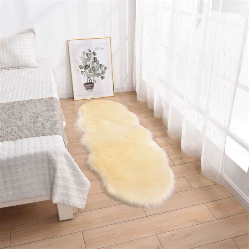 Tapis de chambre à coucher en laine artificielle, 45x120cm