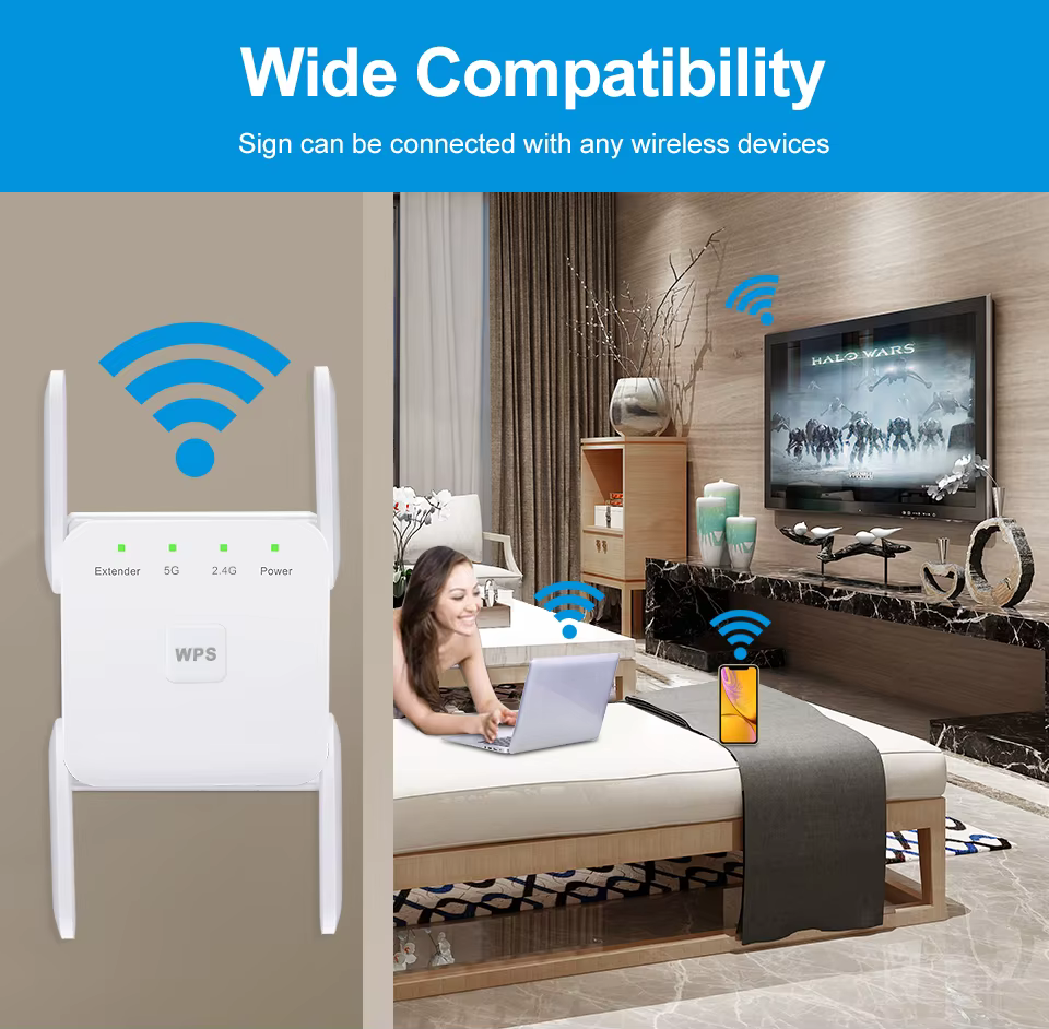 Répéteur WiFi 5G amplificateur Wifi Signal Wifi Extender réseau Wi fi Booster 1200Mbps 5 Ghz répéteur Wi-Fi sans fil longue portée