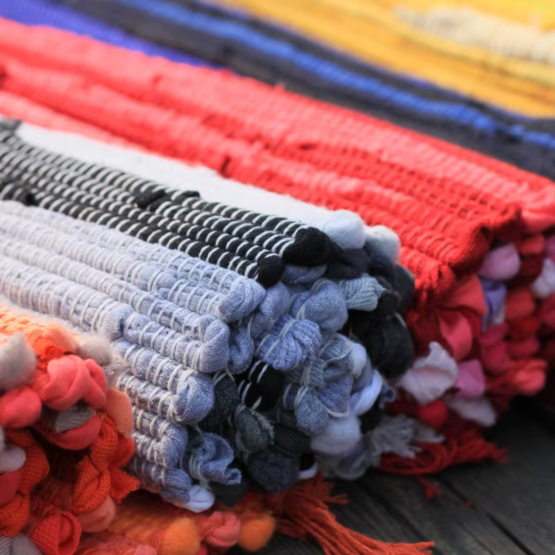 Tapis et tapis à pampilles rétro en tissu de coton