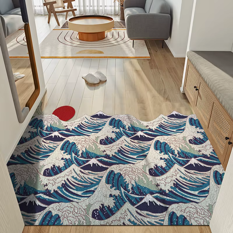 Tapis lavable en caoutchouc, antidérapant, pour couloir, paillasson ondulé, imperméable, facile à nettoyer, pour entrée, résistant à la saleté