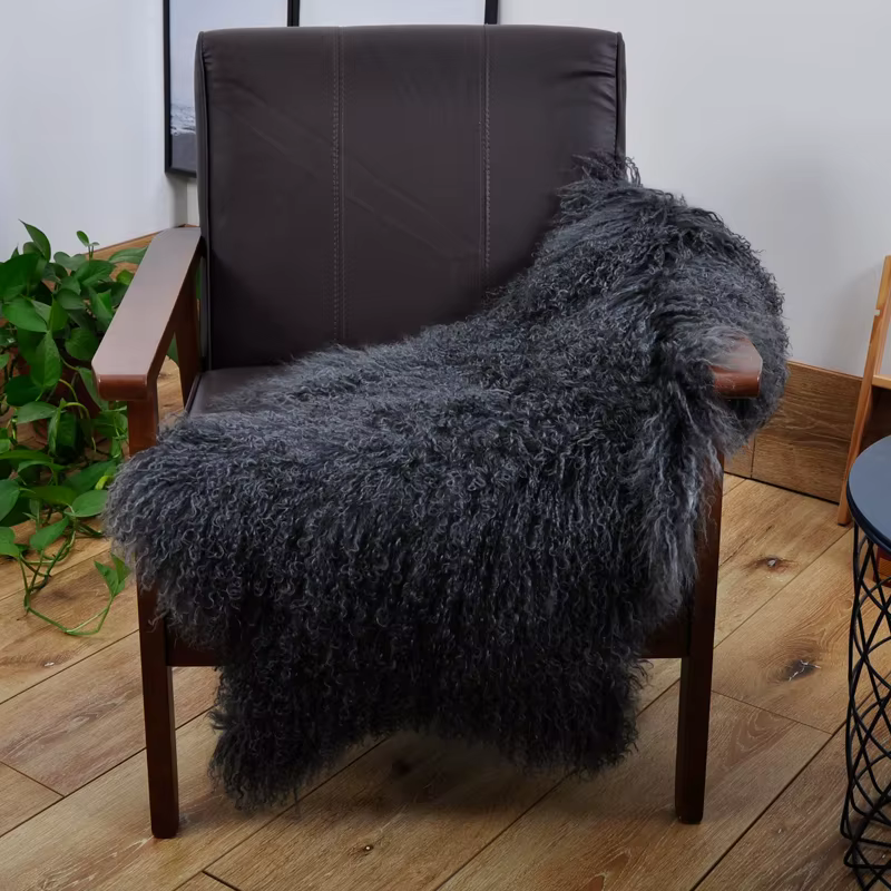 MS.Softex-Tapis en fourrure d'agneau mongol véritable