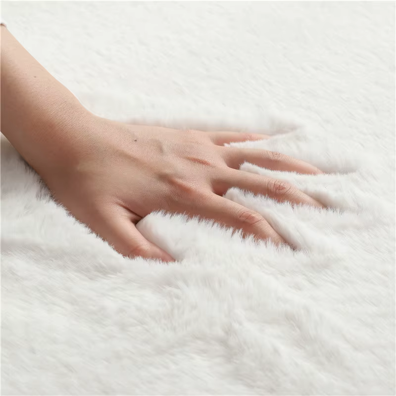 Tapis rond en fausse fourrure de lapin pour chambre à coucher