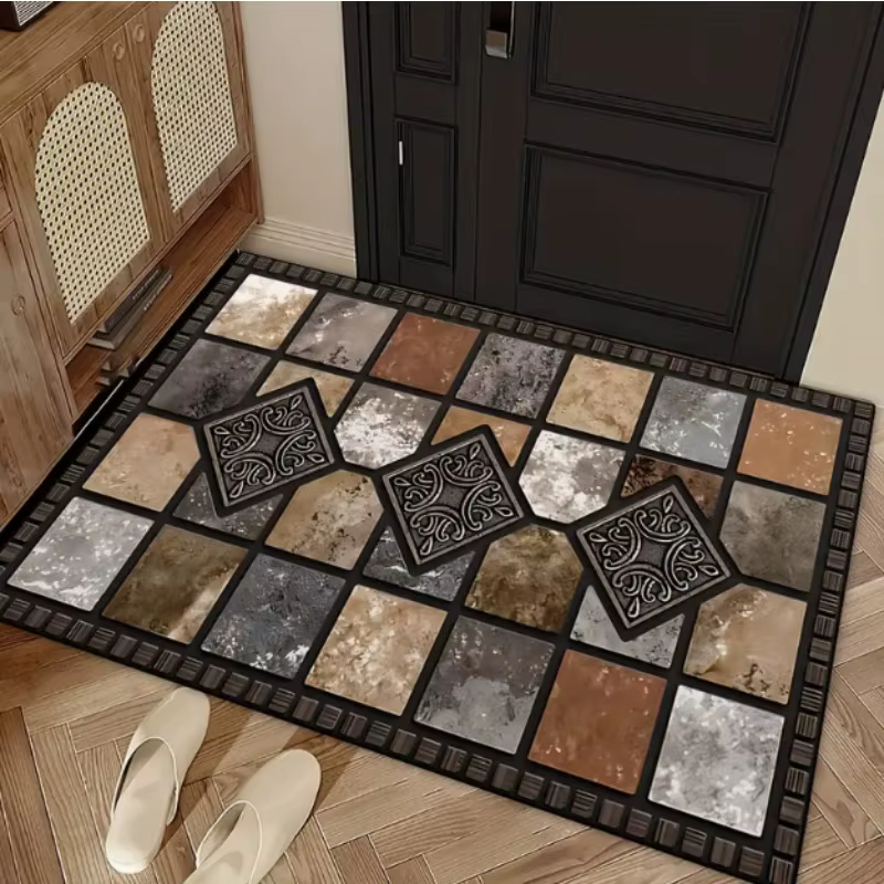 Tapis de porte de bienvenue à motifs de pierre