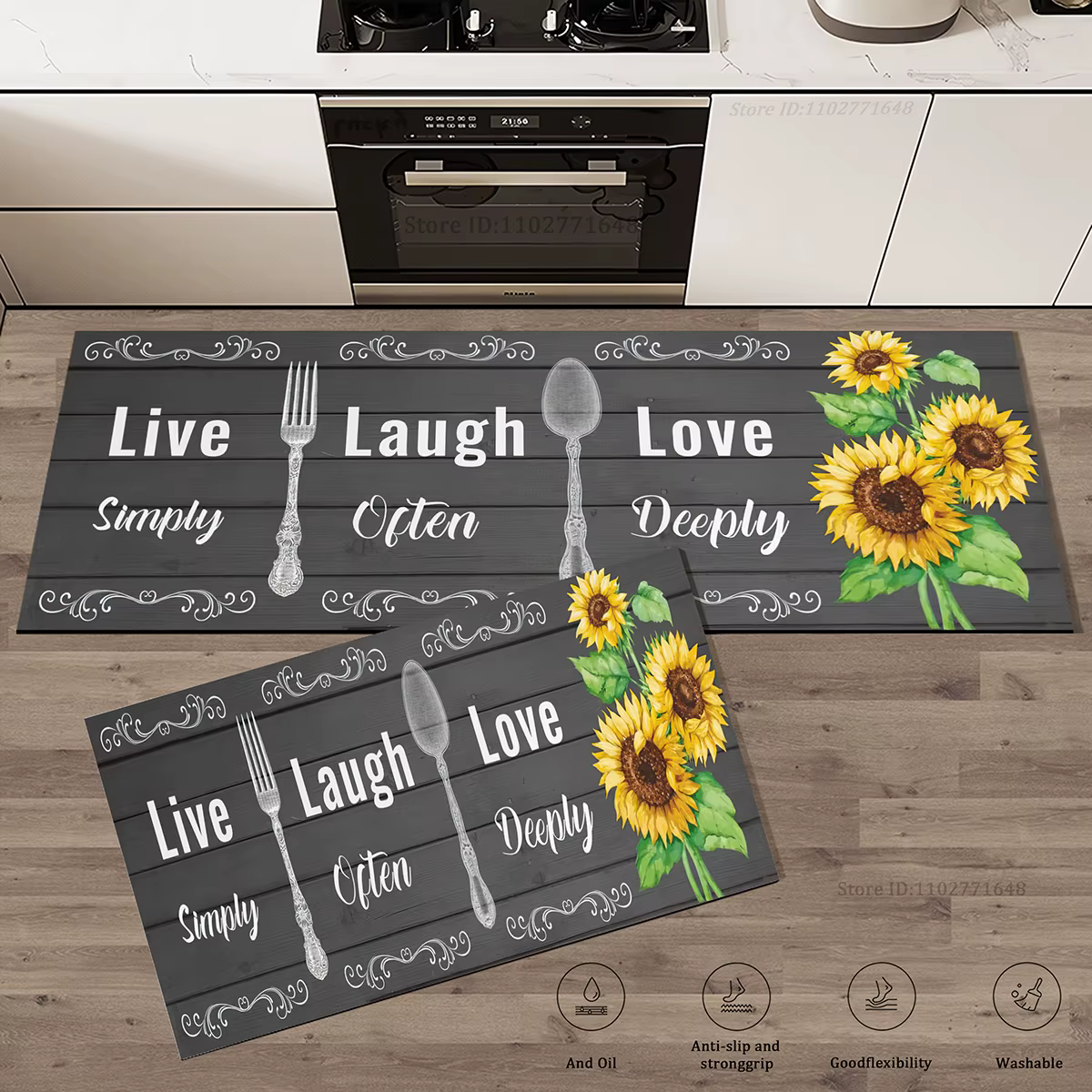 Tapis de sol de cuisine en grain de bois