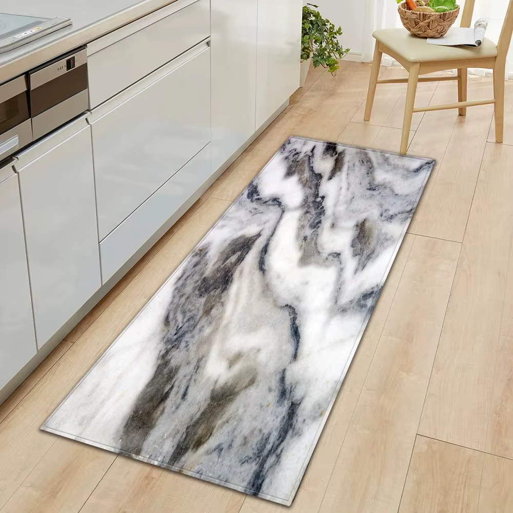 Tapis de sol de cuisine à motif de marbre, décoration avant de porte