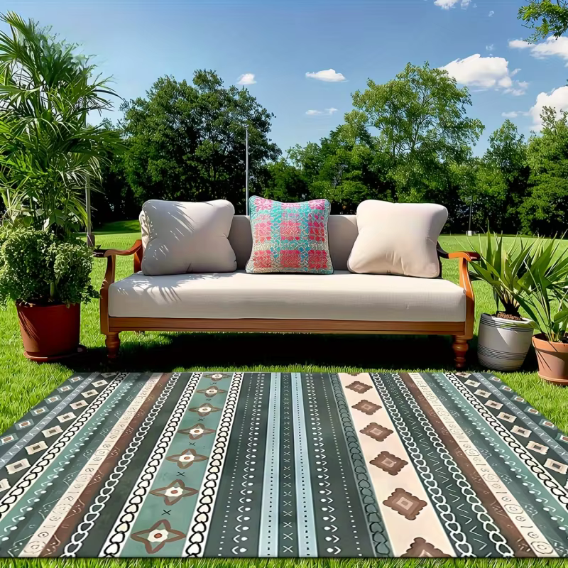 VIKAMA Tapis d'extérieur géométrique style bohème
