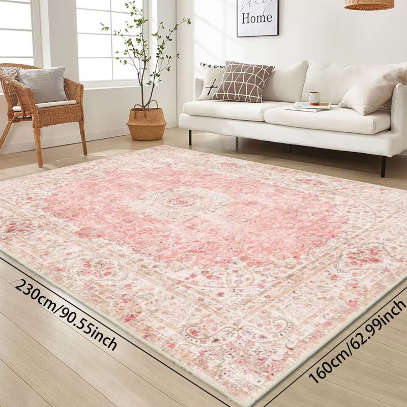 Tapis VIKAMA rose et à motifs persans vintage
