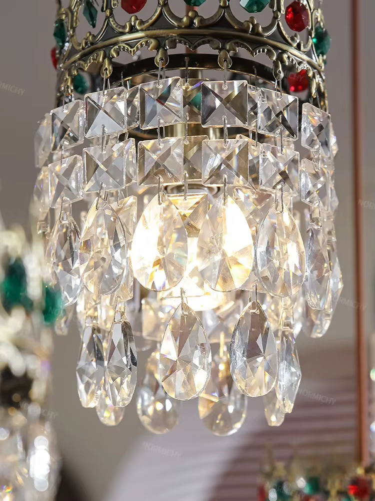 Lampe suspendue en cristal pour Restaurant médiéval français, luxe, sensation haut de gamme, rétro américain, longue Table à manger, Bar