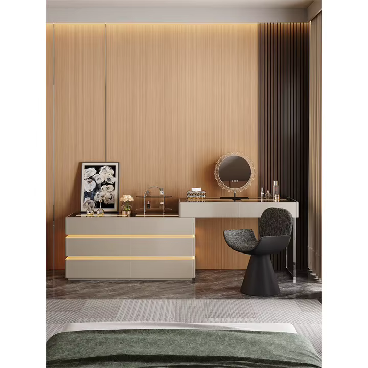 Commode de luxe légère italienne, armoire de poitrine intégrée, table de maquillage pour chambre principale, coiffeuse simple et moderne pour bijoux