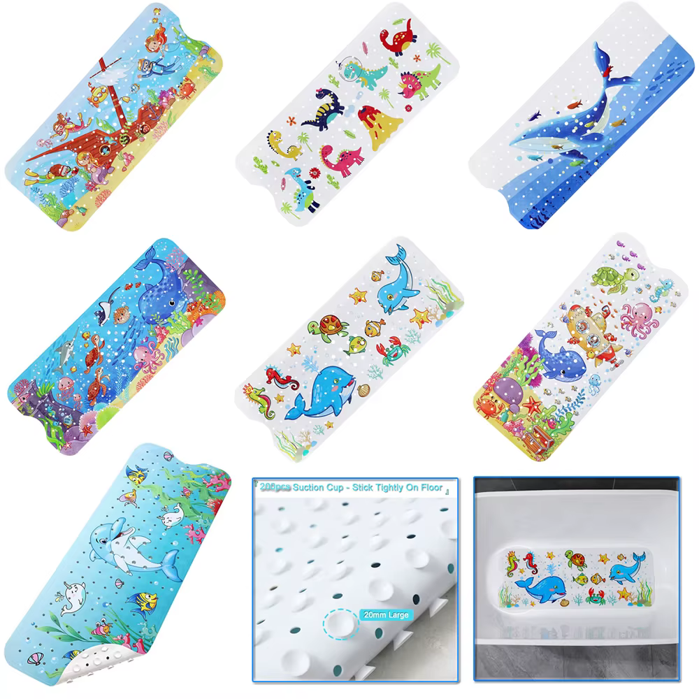 Tapis de bain antidérapant long en forme de bande dessinée