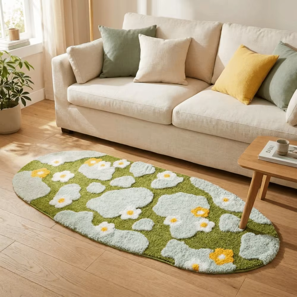 Tapis de décoration intérieure irrégulier en imitation cachemire