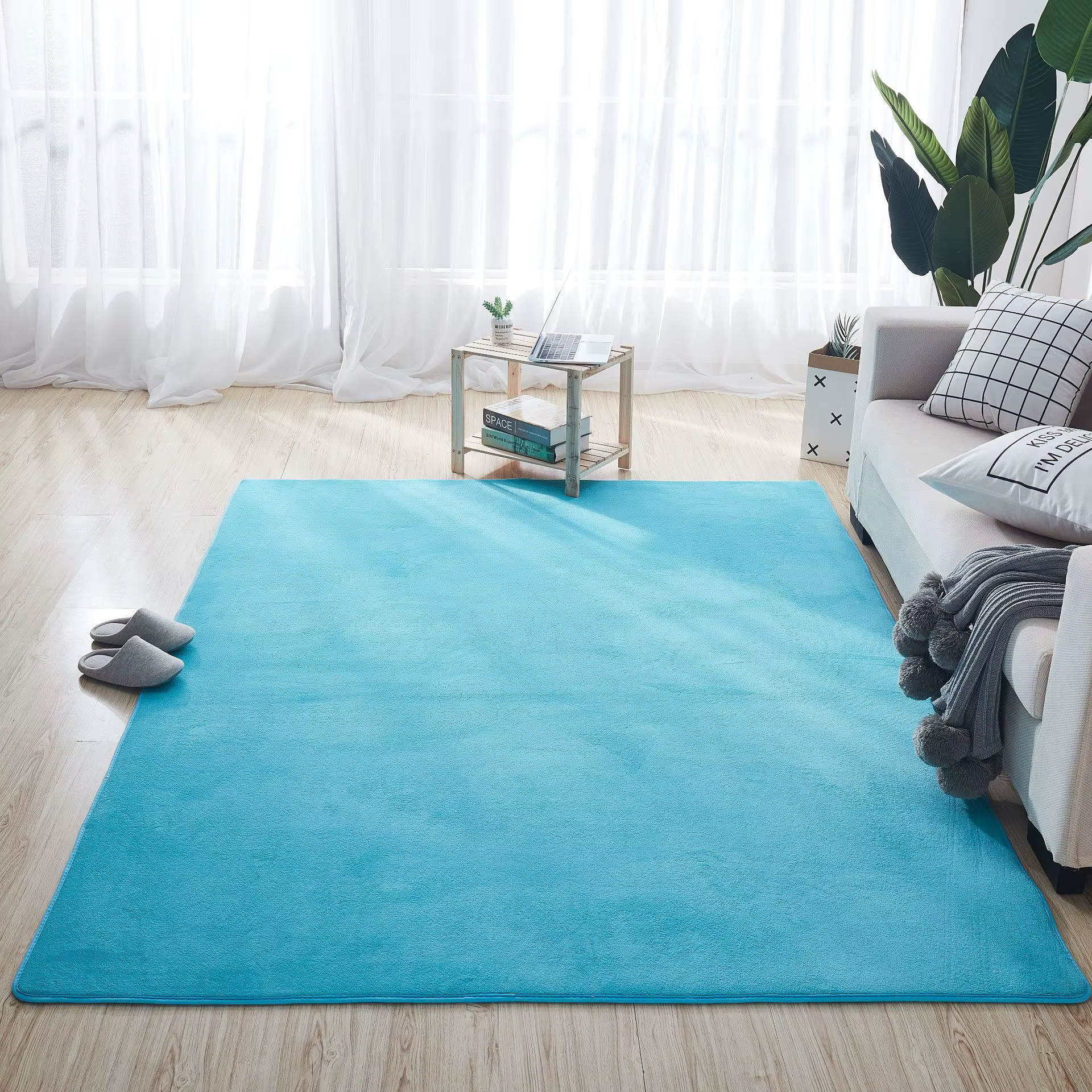 Tapis en velours de corail de couleur unie