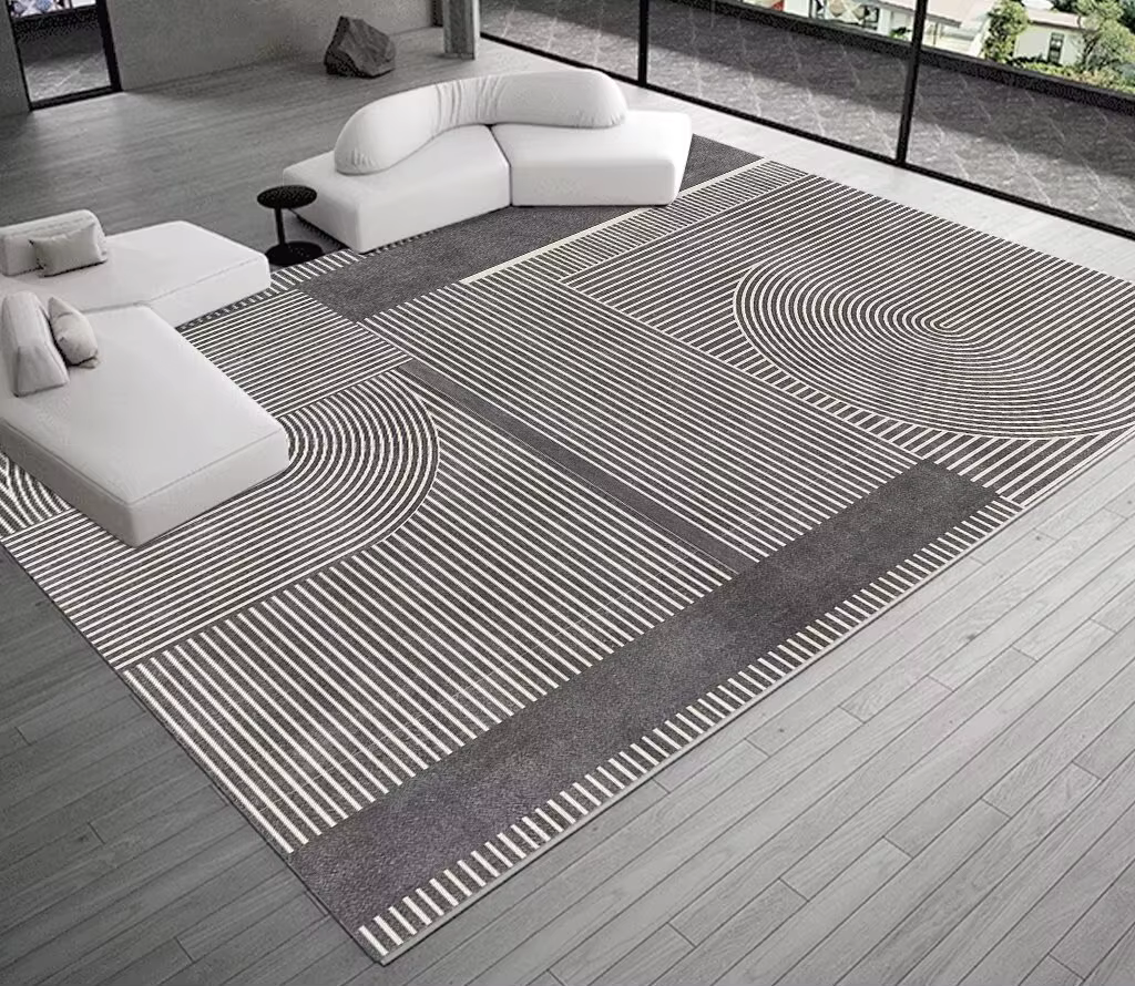 Tapis non pelucheux lavables, style simple, moderne, salon, décoration d'intérieur, chambre à coucher, chevet, sol, porte d'entrée, polymères