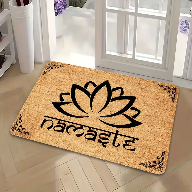 VIKAMA Tapis de bienvenue antidérapant et résistant à l'usure avec motif Fleur de Lotus Namaste