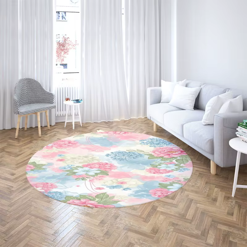 Tapis à carreaux imprimé tournesol