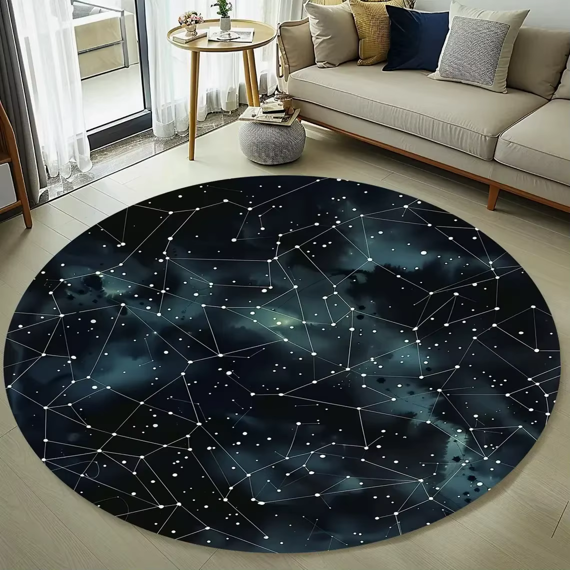 Tapis rond à thème cosmique