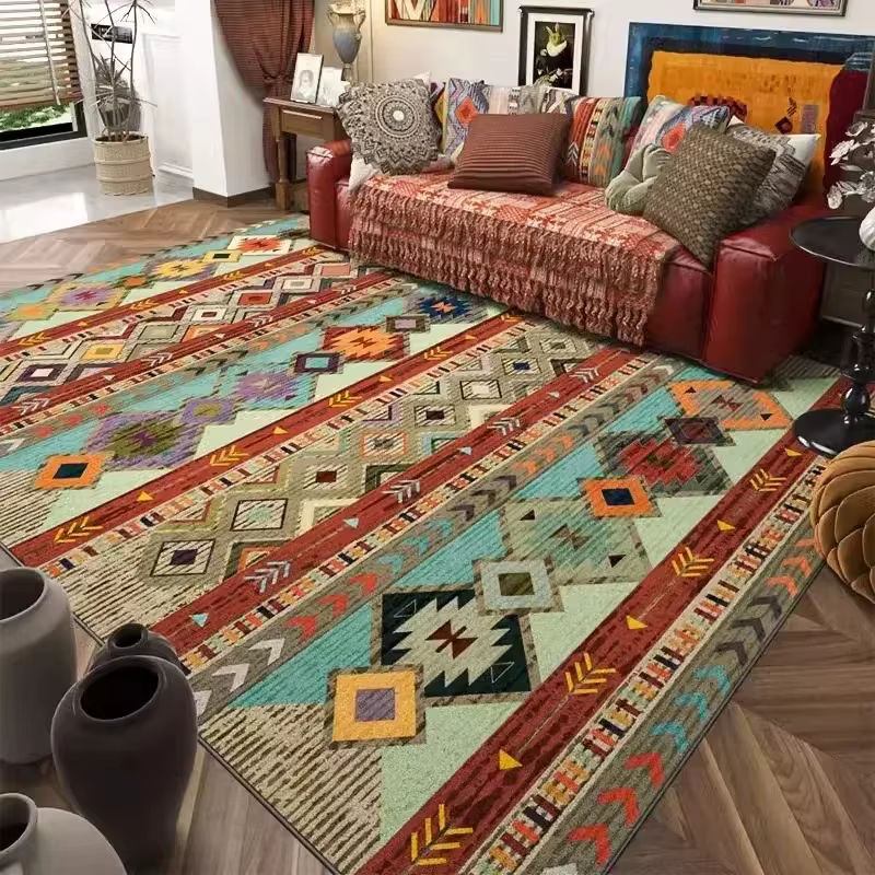 Tapis à fleurs bohème rétro pour salon