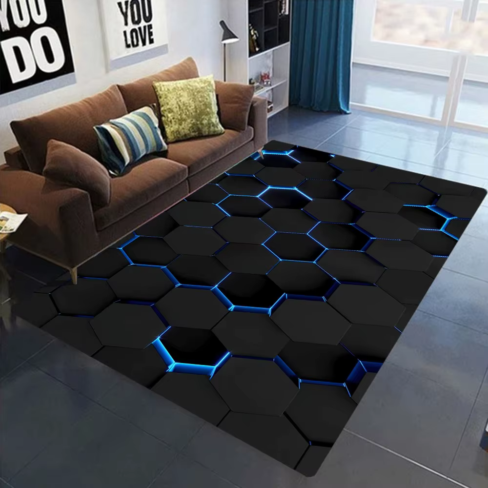 Tapis géométrique 3D avec lumières néon