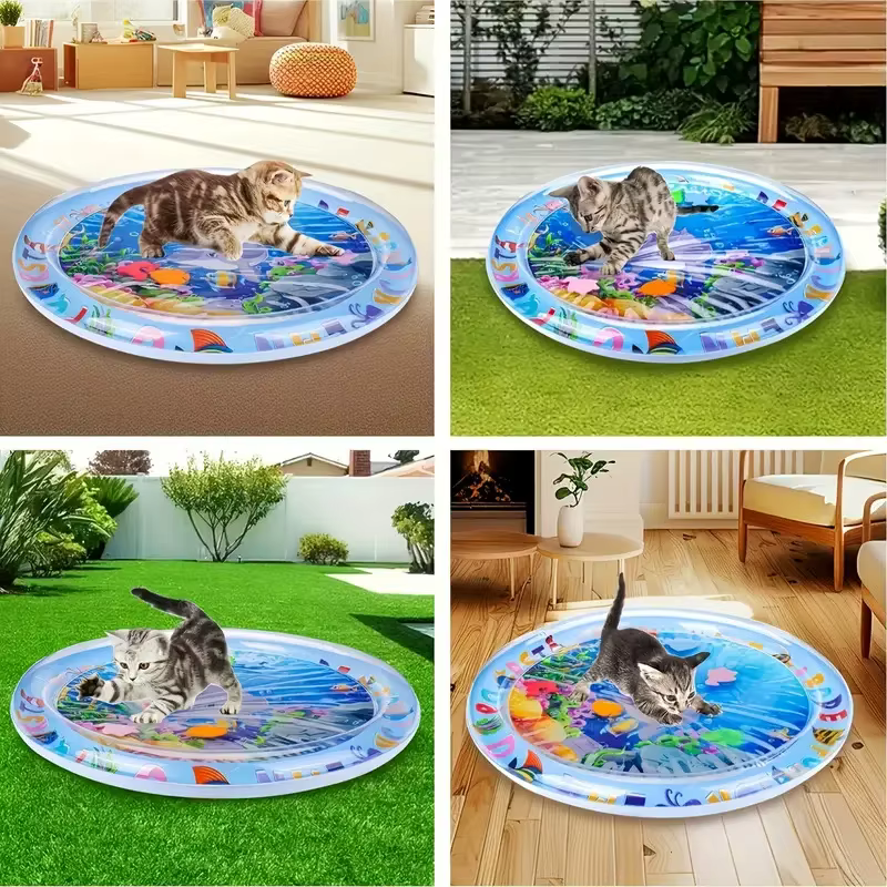 Tapis de jeu interactif pour animaux de compagnie, tapis d'eau, soulagement intérieur de l'ennui des chats, tapis de couchage rafraîchissant d'été