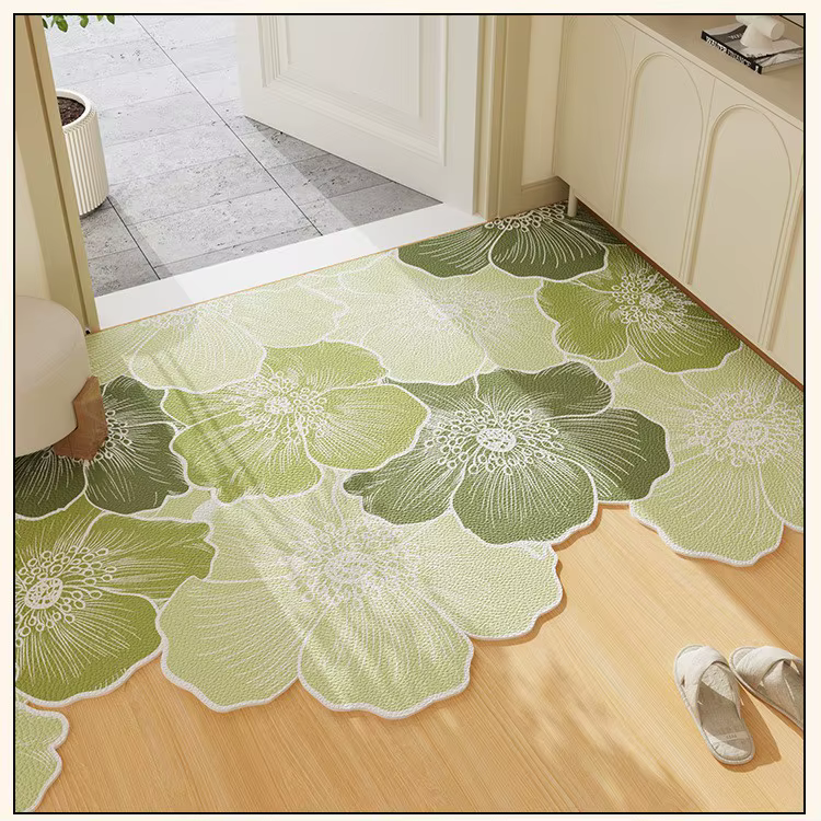VIKAMA Tapis d'entrée vert à motifs floraux