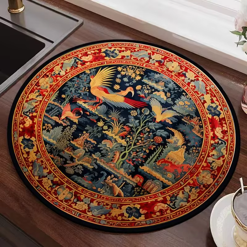 Nouveau Style chinois circulaire diatomée boue Drainage tapis Table à manger thé Bar comptoir